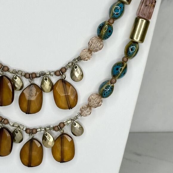 Chicos Beaded Boho Multi Strand Mixed Bead Necklace Statement ✨ - Picture 7 of 11